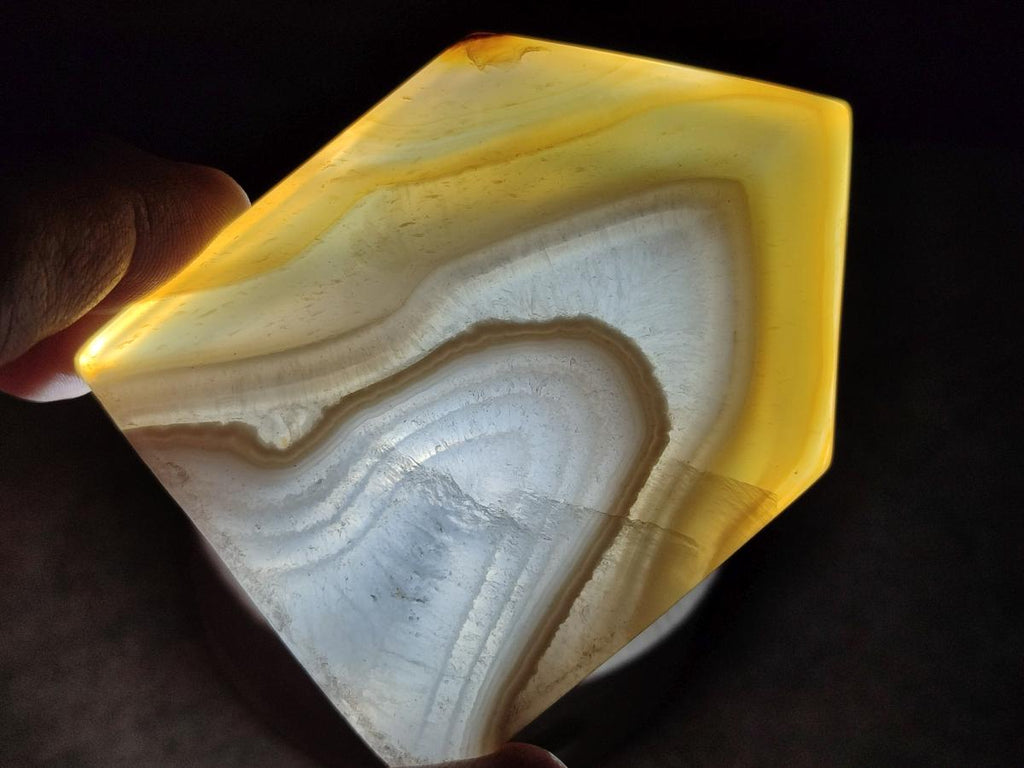 Polished Banded Agate Crystal Shaped Slices x 12 From Madagascar