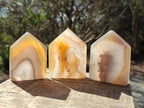 Polished Banded Agate Crystal Shaped Slices x 12 From Madagascar