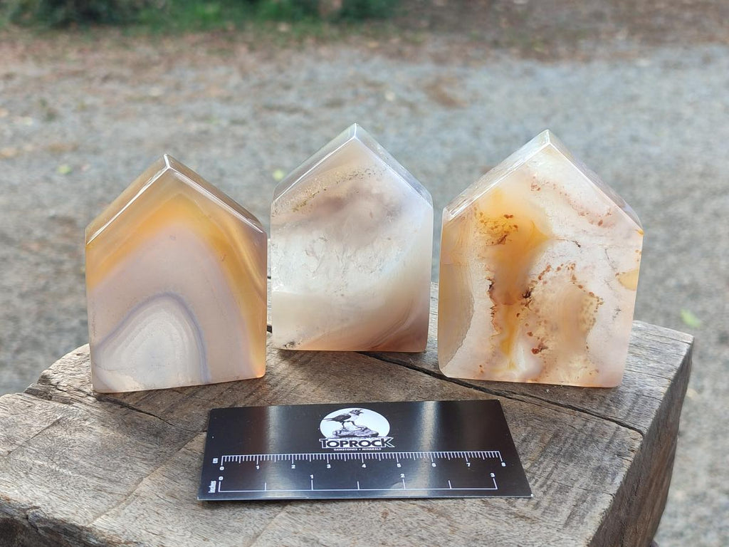 Polished Banded Agate Crystal Shaped Slices x 12 From Madagascar