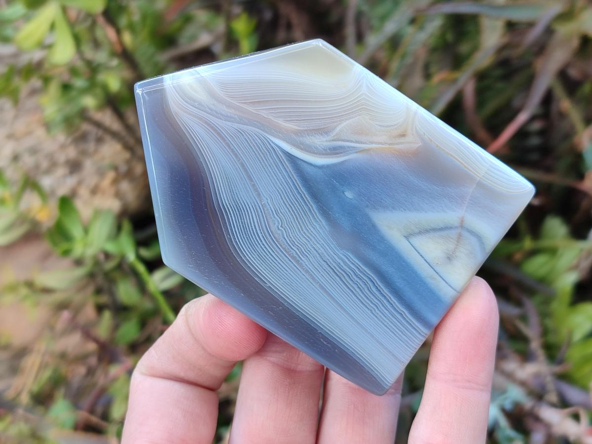 Polished Banded Agate Crystal Shaped Slices x 12 From Madagascar
