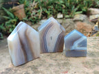Polished Banded Agate Crystal Shaped Slices x 12 From Madagascar