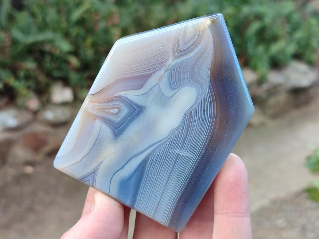 Polished Banded Agate Crystal Shaped Slices x 12 From Madagascar