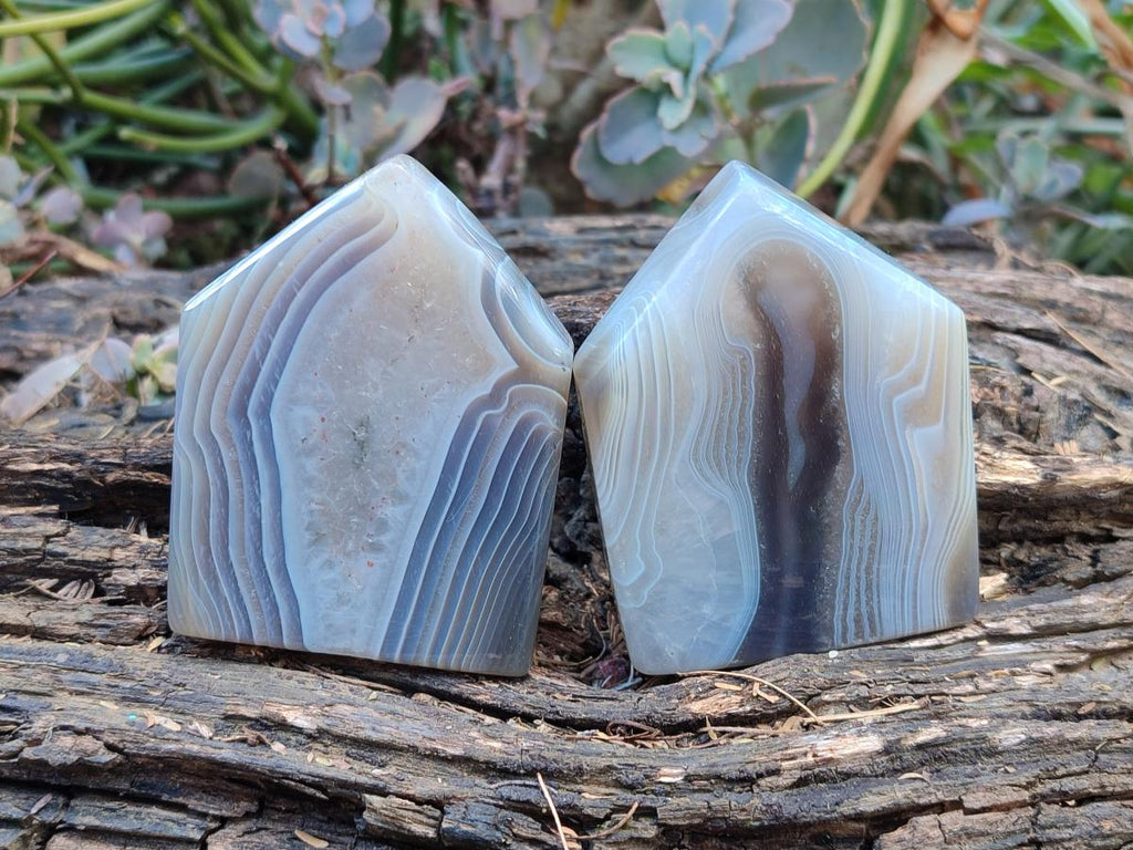 Polished Banded Agate Crystal Shaped Slices x 12 From Madagascar