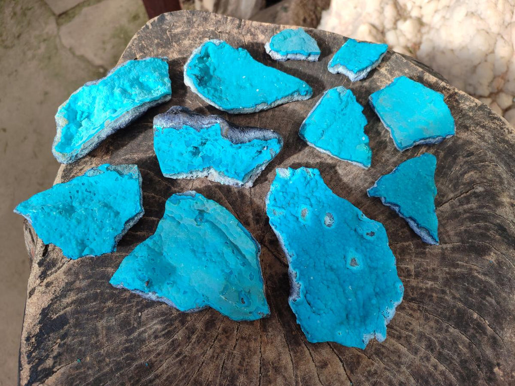 Natural Botryoidal Chrysocolla Specimens x 11 From Kulukuluku, Congo
