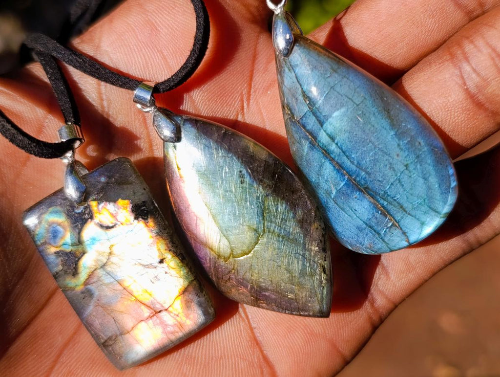 Hand Made Labradorite Necklaces x 12 From Madagascar - Toprock Gemstones and Minerals 