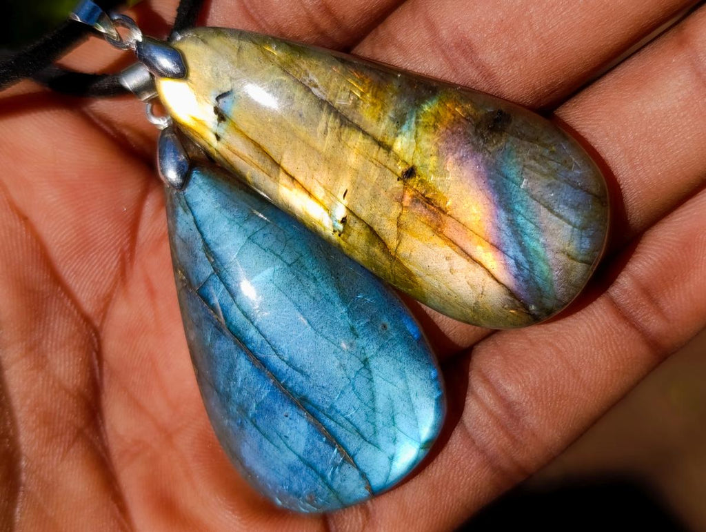 Hand Made Labradorite Necklaces x 12 From Madagascar - Toprock Gemstones and Minerals 