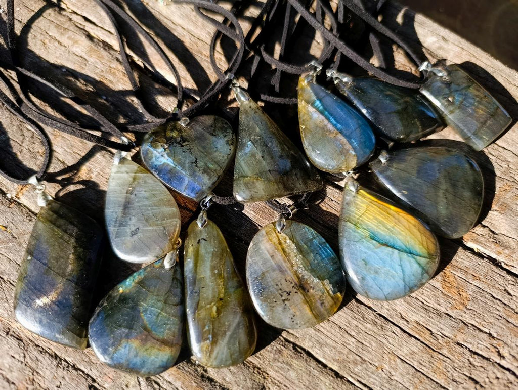 Hand Made Labradorite Necklaces x 12 From Madagascar - Toprock Gemstones and Minerals 