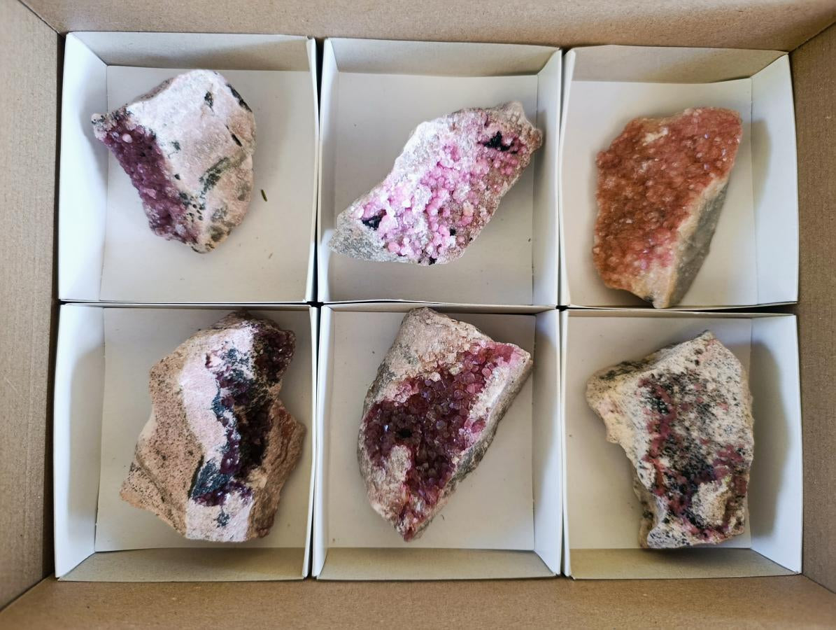 Natural Spherocobaltite Specimens with Heterogenite x 6 From Musonoi Mine, Congo