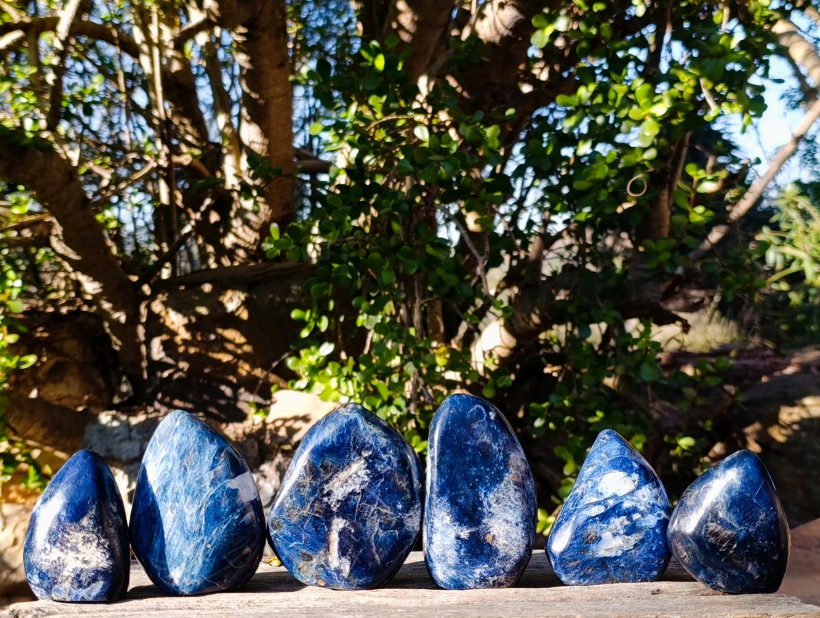 Polished Dumortierite Standing Display Pieces x 6 From Madagascar - Toprock Gemstones and Minerals 