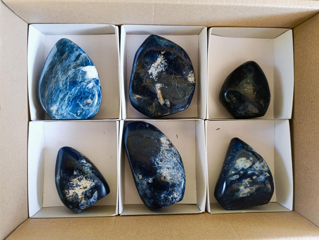 Polished Dumortierite Standing Display Pieces x 6 From Madagascar