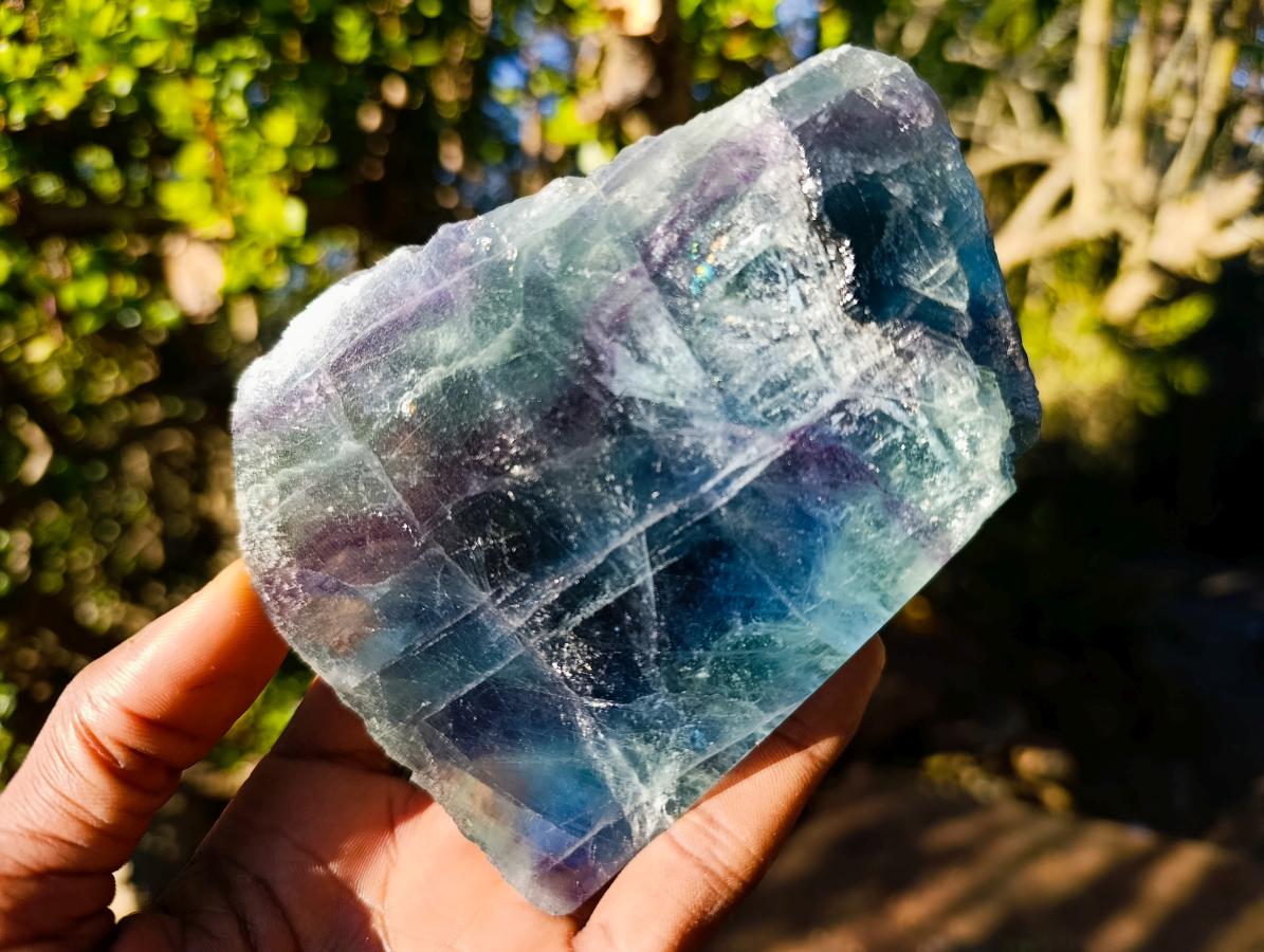 Polished One Side Watermelon Fluorite Slices x 3 From Uis, Namibia - Toprock Gemstones and Minerals 