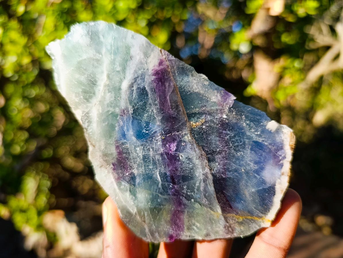 Polished One Side Watermelon Fluorite Slices x 3 From Uis, Namibia - Toprock Gemstones and Minerals 