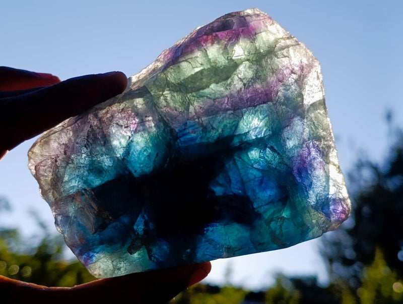 Polished One Side Watermelon Fluorite Slices x 3 From Uis, Namibia - Toprock Gemstones and Minerals 