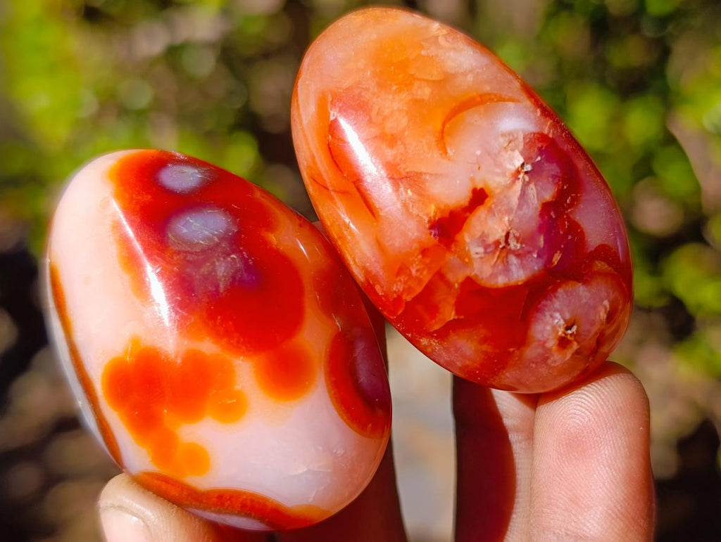 Polished and Natural Carnelian Agate Gemstone Galets x 35 From Madagascar - Toprock Gemstones and Minerals 