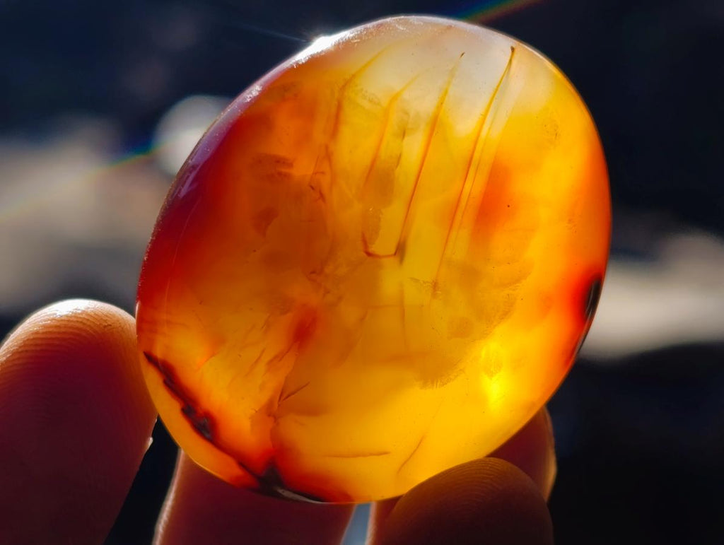Polished and Natural Carnelian Agate Gemstone Galets x 35 From Madagascar - Toprock Gemstones and Minerals 