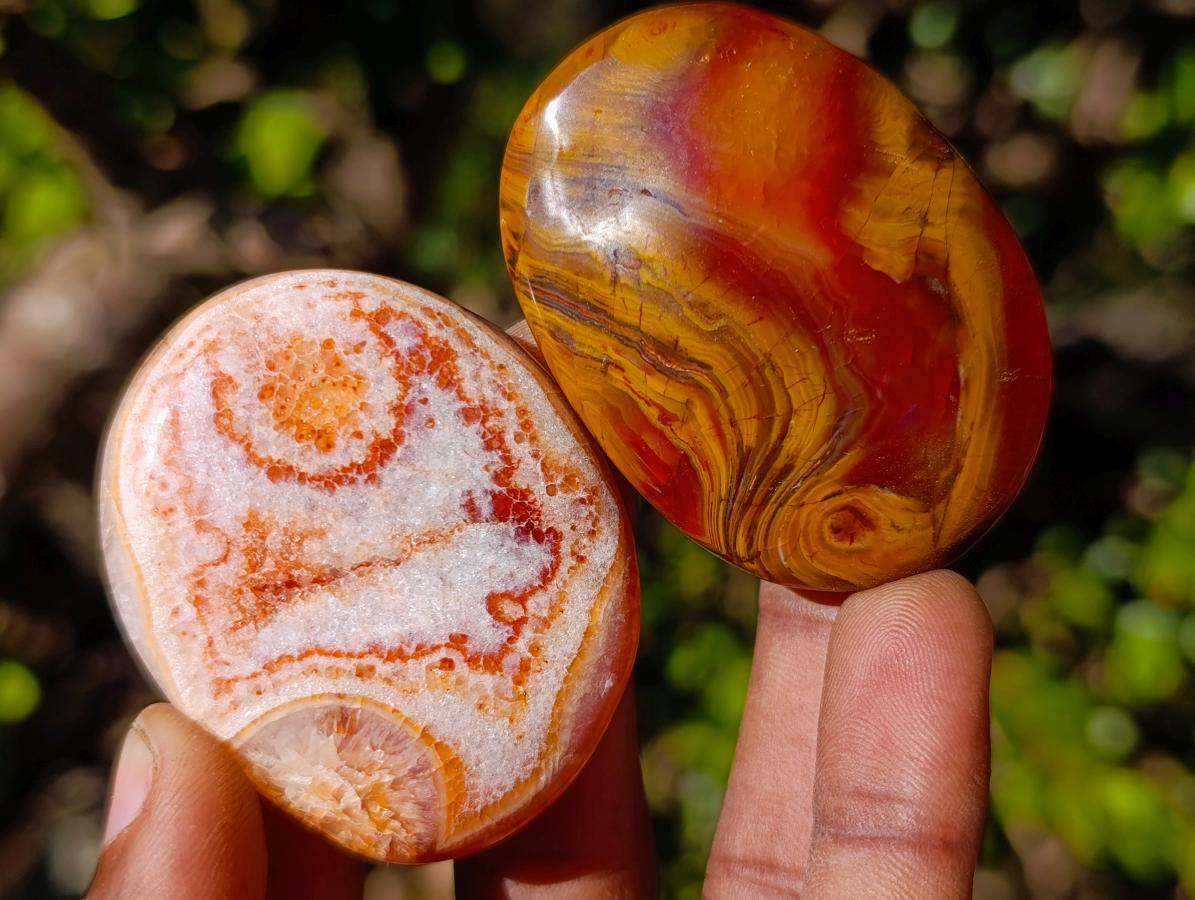 Polished and Natural Carnelian Agate Gemstone Galets x 35 From Madagascar - Toprock Gemstones and Minerals 