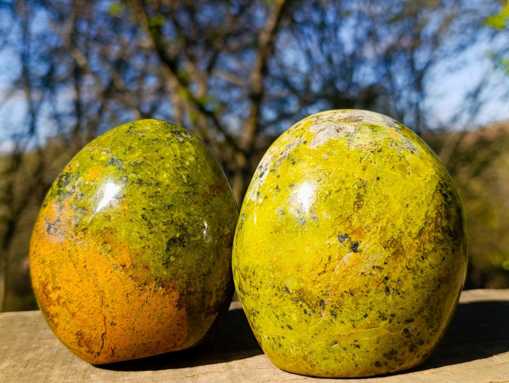 Polished Green Opal Standing Display Pieces x 2 From Betroka, Madagascar - Toprock Gemstones and Minerals 