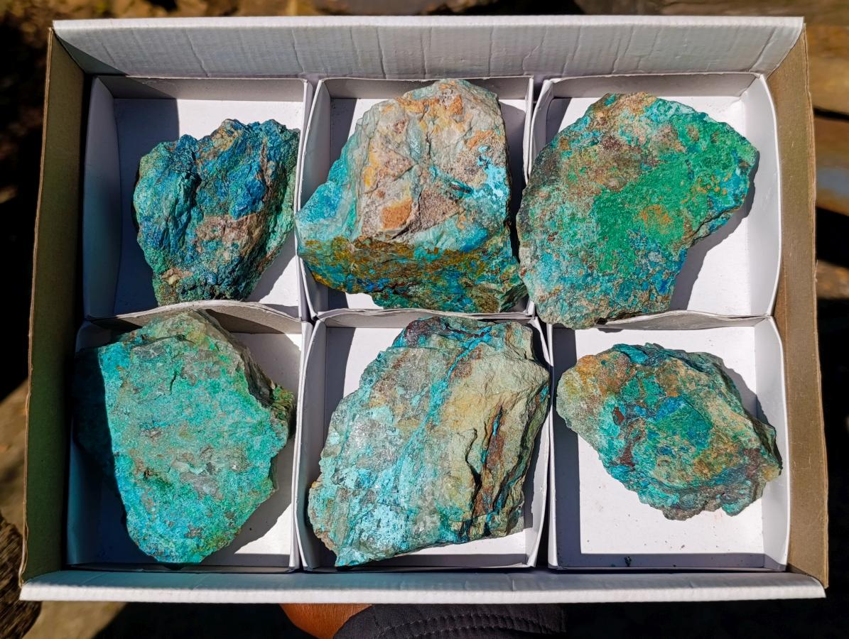 Natural Cobbed Shattuckite Specimens x 6 From Kaokoveld, Namibia - Toprock Gemstones and Minerals 