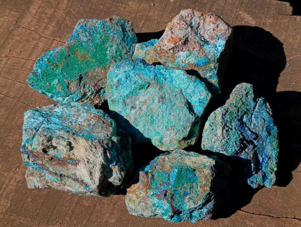 Natural Cobbed Shattuckite Specimens x 6 From Kaokoveld, Namibia - Toprock Gemstones and Minerals 