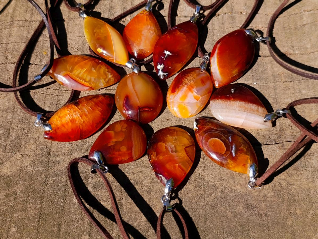 Hand Made Carnelian Agate Gemstone Necklaces x 12 From Madagascar - Toprock Gemstones and Minerals 