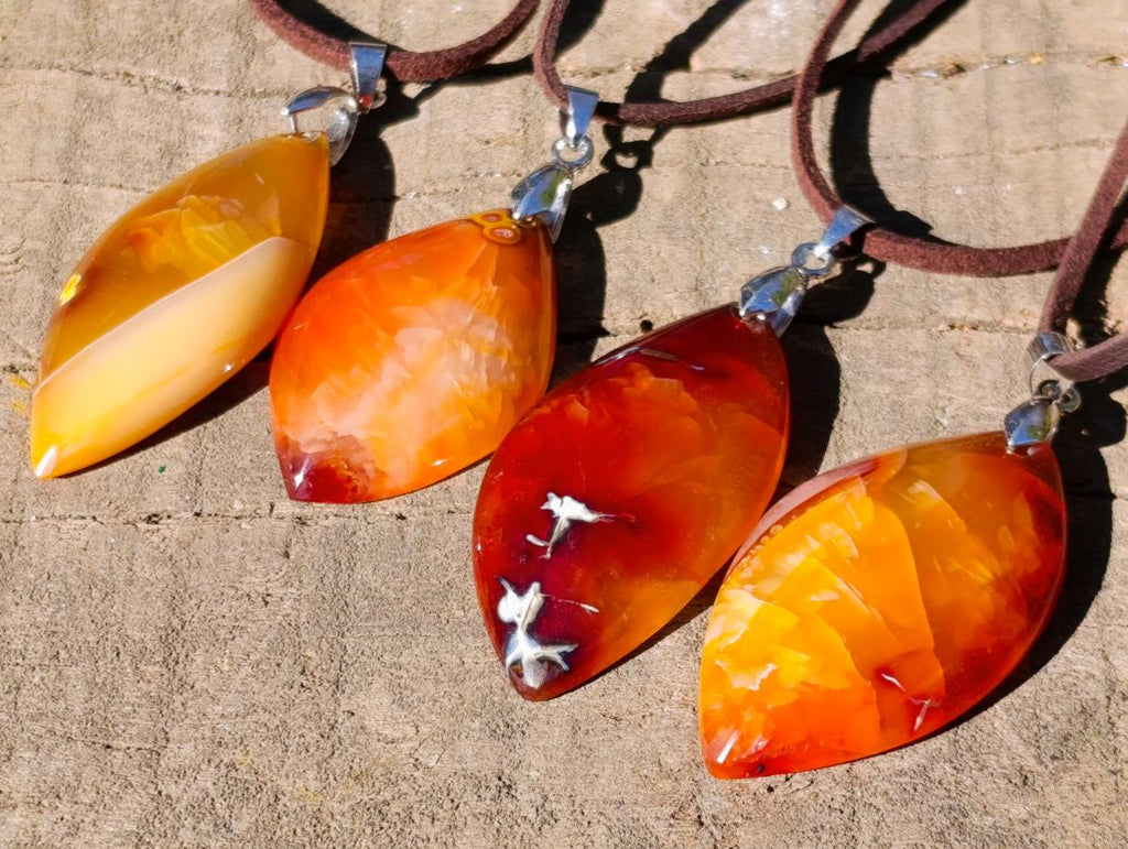 Hand Made Carnelian Agate Gemstone Necklaces x 12 From Madagascar - Toprock Gemstones and Minerals 