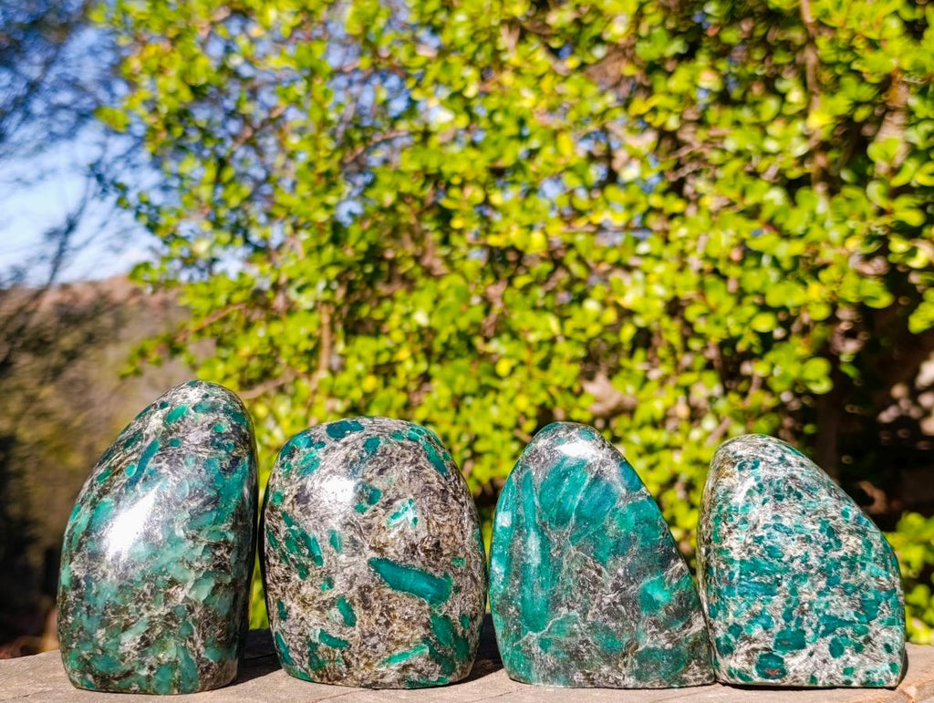 Polished Emerald Mica 'Mutokolite' Standing Display Pieces x 4 From Mutoko, Zimbabwe - Toprock Gemstones and Minerals 