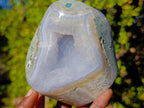 Polished Blue Lace Agate Standing Display Pieces x 2 From Nsanje, Malawi - Toprock Gemstones and Minerals 