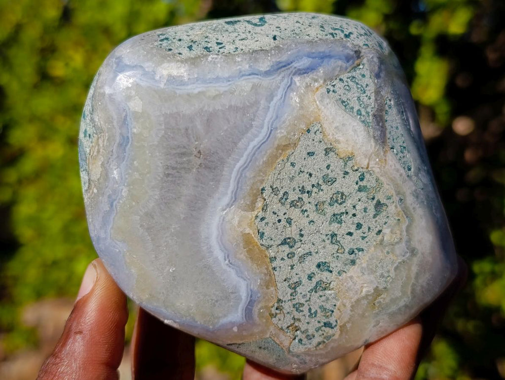 Polished Blue Lace Agate Standing Display Pieces x 2 From Nsanje, Malawi - Toprock Gemstones and Minerals 