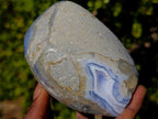 Polished Blue Lace Agate Standing Display Pieces x 2 From Nsanje, Malawi - Toprock Gemstones and Minerals 