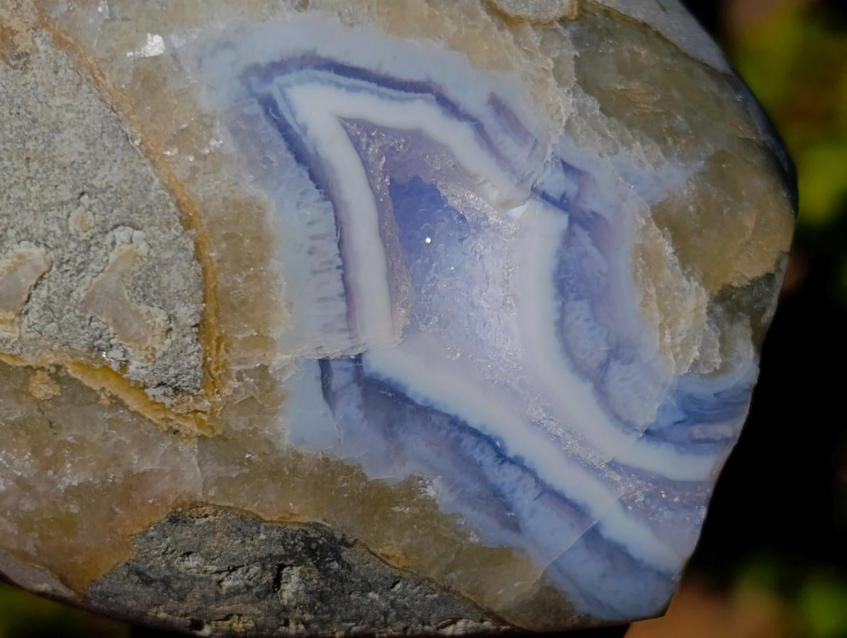Polished Blue Lace Agate Standing Display Pieces x 2 From Nsanje, Malawi - Toprock Gemstones and Minerals 