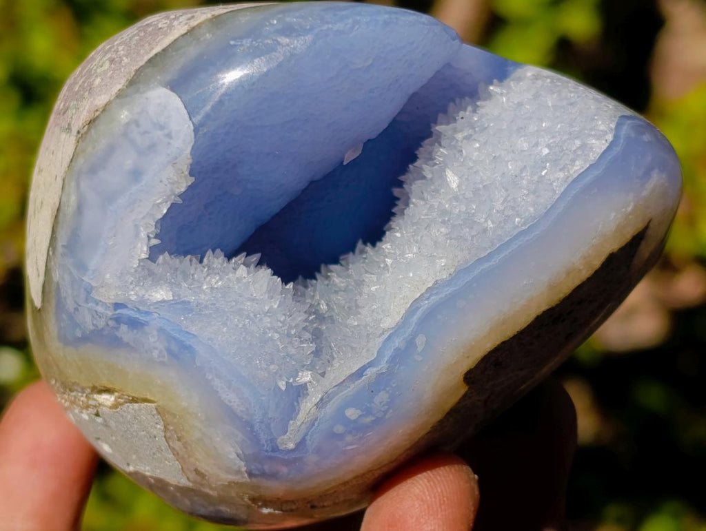 Polished Blue Lace Agate Standing Display Pieces x 2 From Nsanje, Malawi - Toprock Gemstones and Minerals 