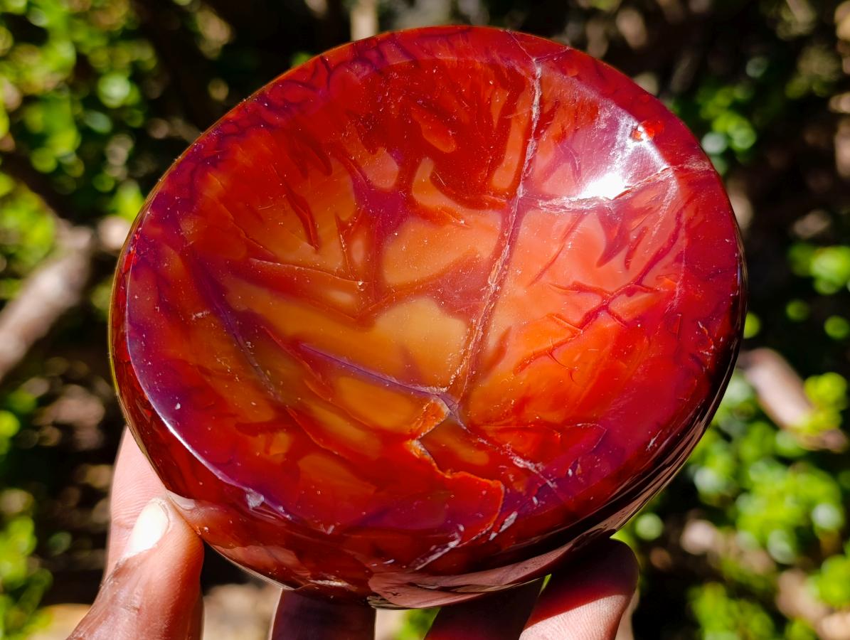 Polished and Natural Carnelian Agate Gemstone Bowls x 3 From Madagascar - Toprock Gemstones and Minerals 