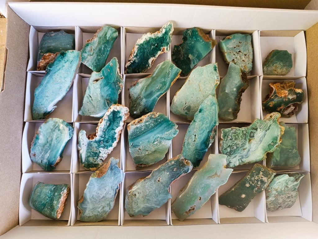 Polished One Side Mtorolite Chrysoprase Slices x 24 From Mutorashanga, Zimbabwe - Toprock Gemstones and Minerals 