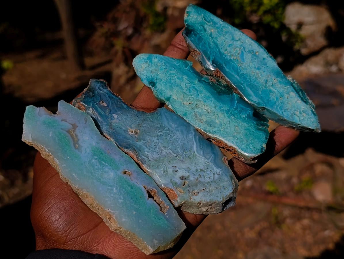 Polished One Side Mtorolite Chrysoprase Slices x 24 From Mutorashanga, Zimbabwe - Toprock Gemstones and Minerals 