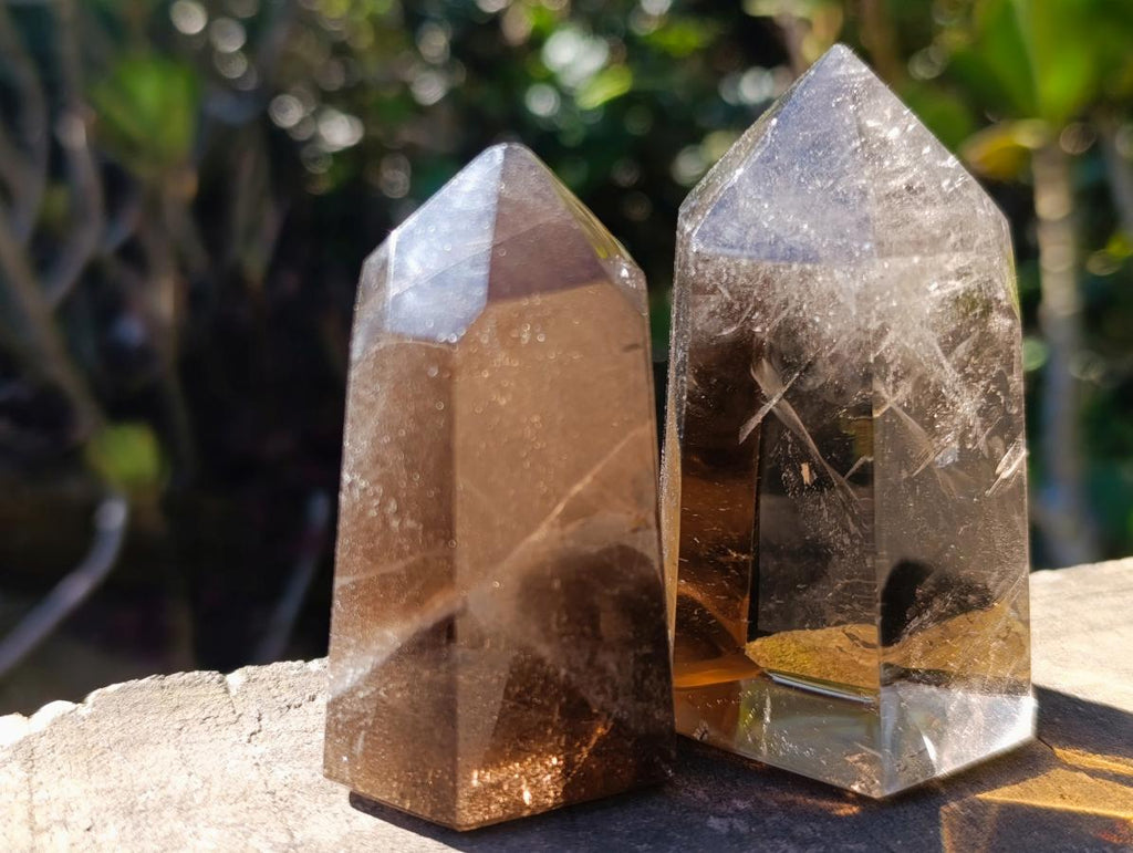 Polished Smokey Quartz Crystals x 12 From Madagascar - Toprock Gemstones and Minerals 