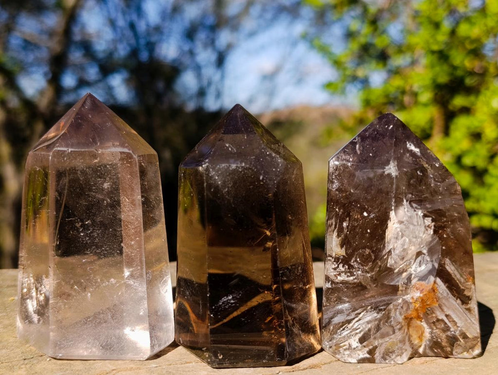 Polished Smokey Quartz Crystals x 12 From Madagascar - Toprock Gemstones and Minerals 