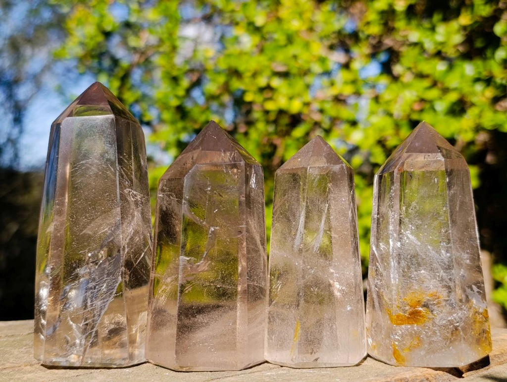 Polished Smokey Quartz Crystals x 12 From Madagascar - Toprock Gemstones and Minerals 