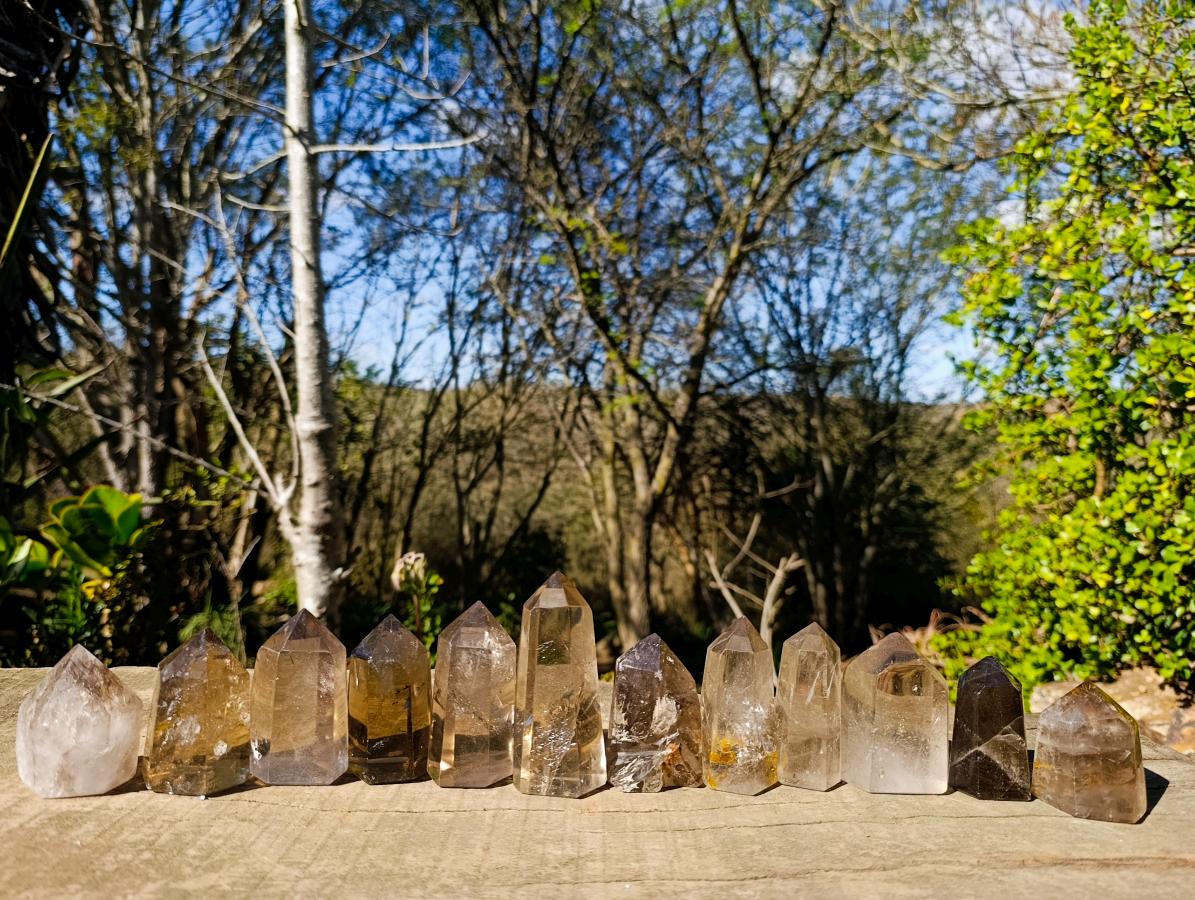 Polished Smokey Quartz Crystals x 12 From Madagascar - Toprock Gemstones and Minerals 