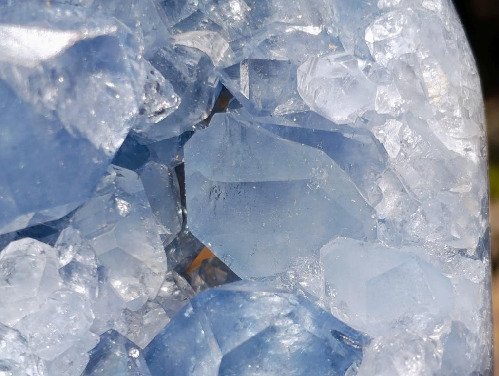 Polished and Natural Blue Celestite Hearts x 2 From Sakoany, Madagascar - Toprock Gemstones and Minerals 