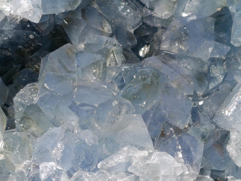 Polished and Natural Blue Celestite Hearts x 2 From Sakoany, Madagascar - Toprock Gemstones and Minerals 