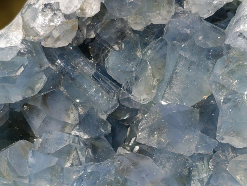 Polished and Natural Blue Celestite Hearts x 2 From Sakoany, Madagascar - Toprock Gemstones and Minerals 