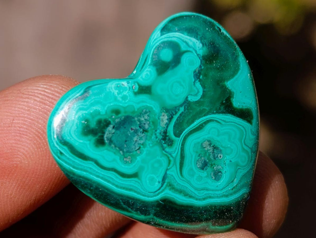 Hand Made Flower Banded Malachite Hearts x 42 From Congo - Toprock Gemstones and Minerals 