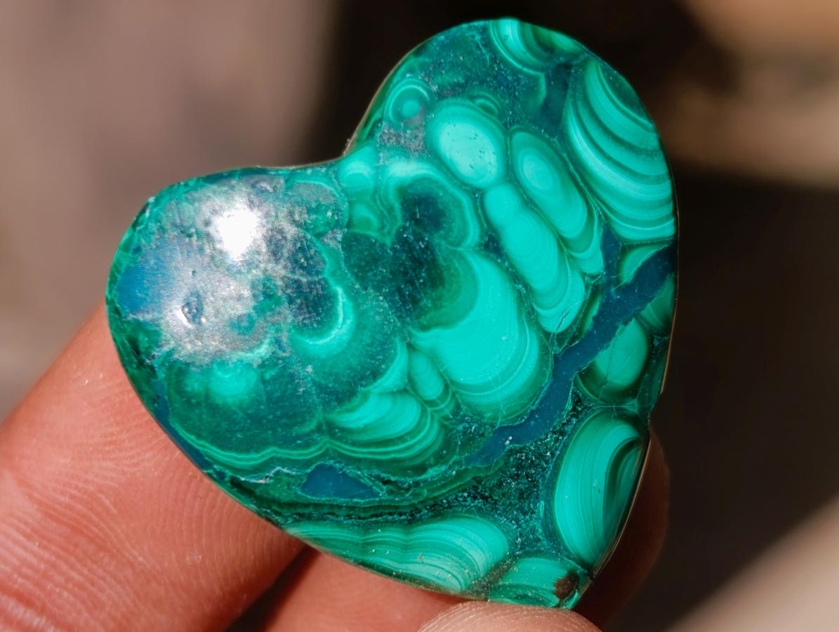 Hand Made Flower Banded Malachite Hearts x 42 From Congo - Toprock Gemstones and Minerals 