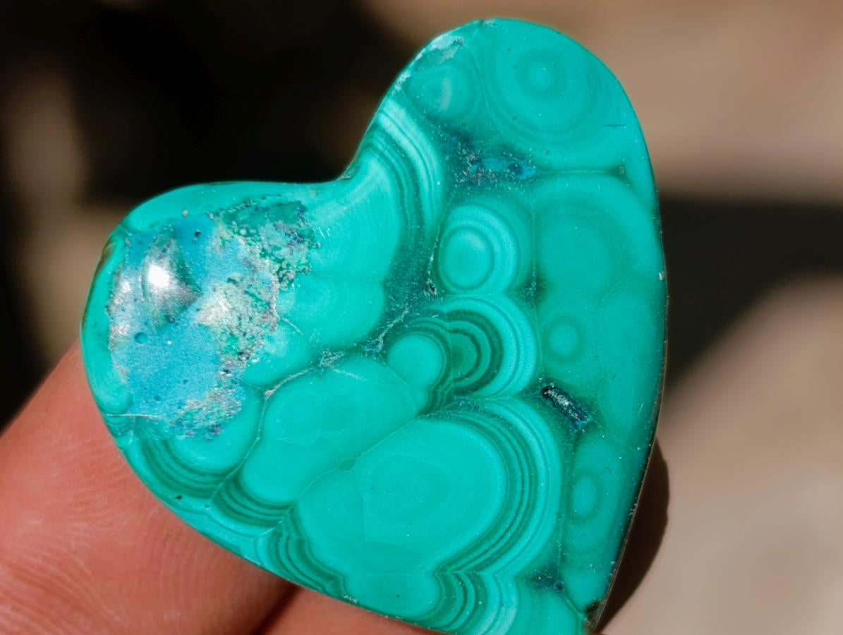 Hand Made Flower Banded Malachite Hearts x 42 From Congo - Toprock Gemstones and Minerals 