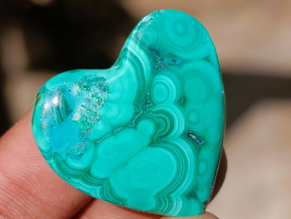 Hand Made Flower Banded Malachite Hearts x 42 From Congo - Toprock Gemstones and Minerals 