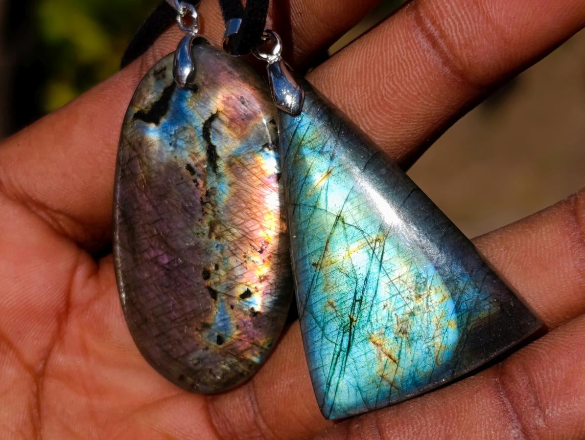 Hand Made Labradorite Necklaces x 12 From Madagascar - Toprock Gemstones and Minerals 