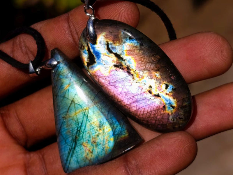 Hand Made Labradorite Necklaces x 12 From Madagascar - Toprock Gemstones and Minerals 