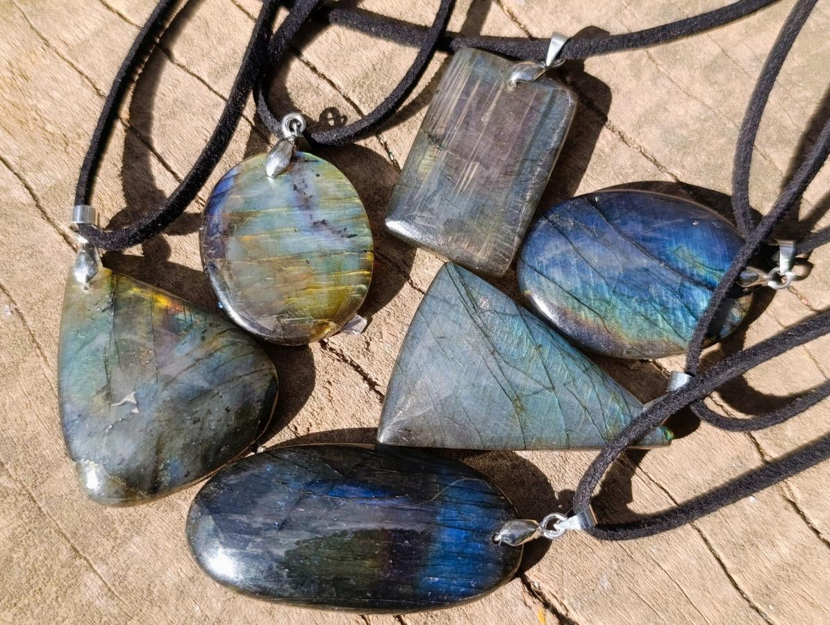 Hand Made Labradorite Necklaces x 12 From Madagascar - Toprock Gemstones and Minerals 