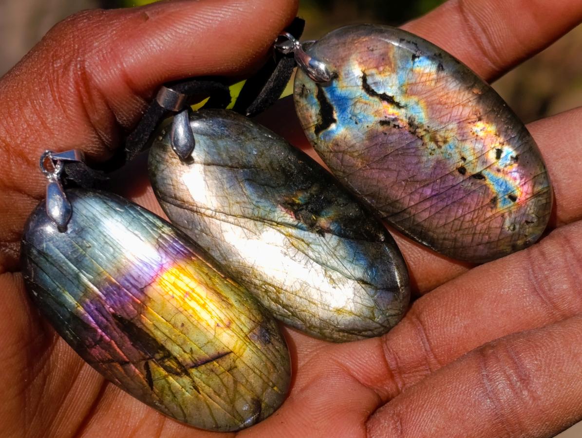 Hand Made Labradorite Necklaces x 12 From Madagascar - Toprock Gemstones and Minerals 
