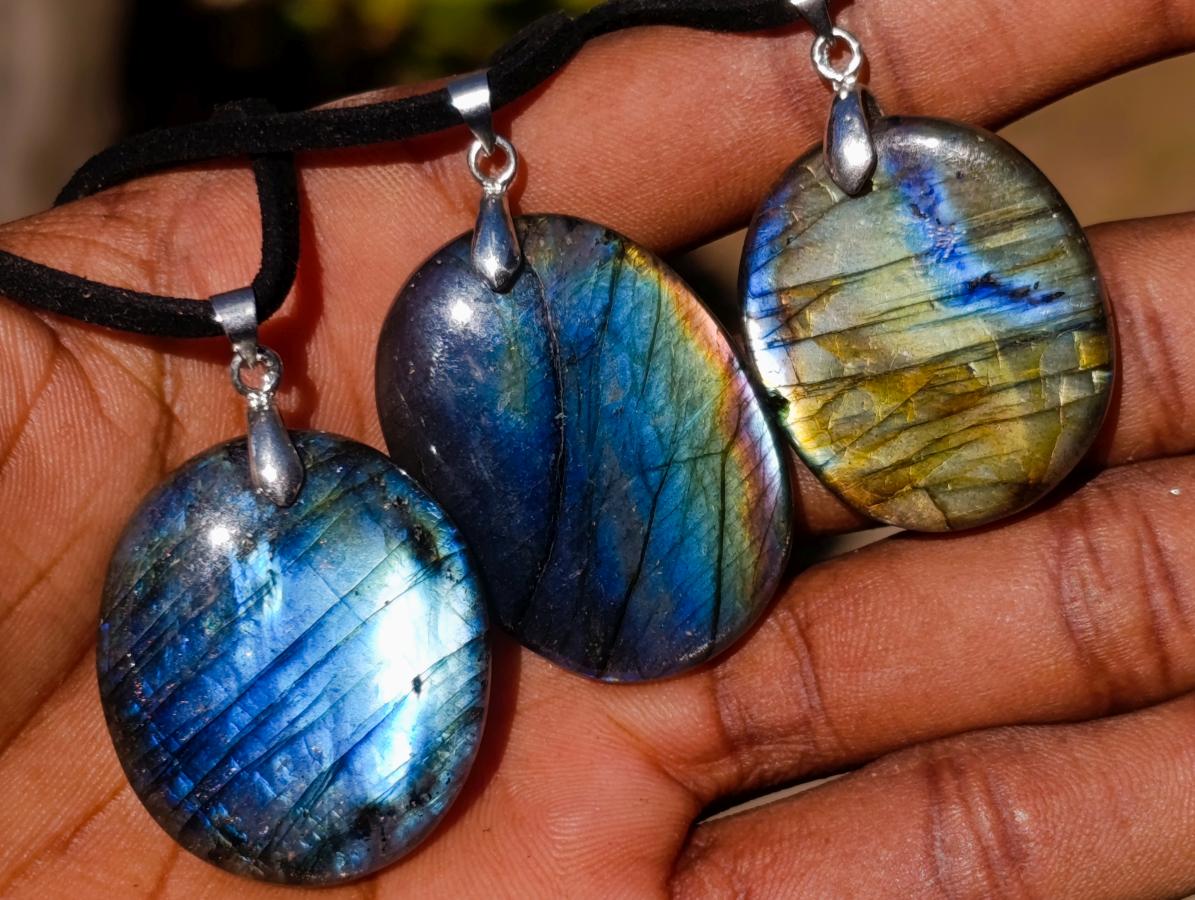 Hand Made Labradorite Necklaces x 12 From Madagascar - Toprock Gemstones and Minerals 